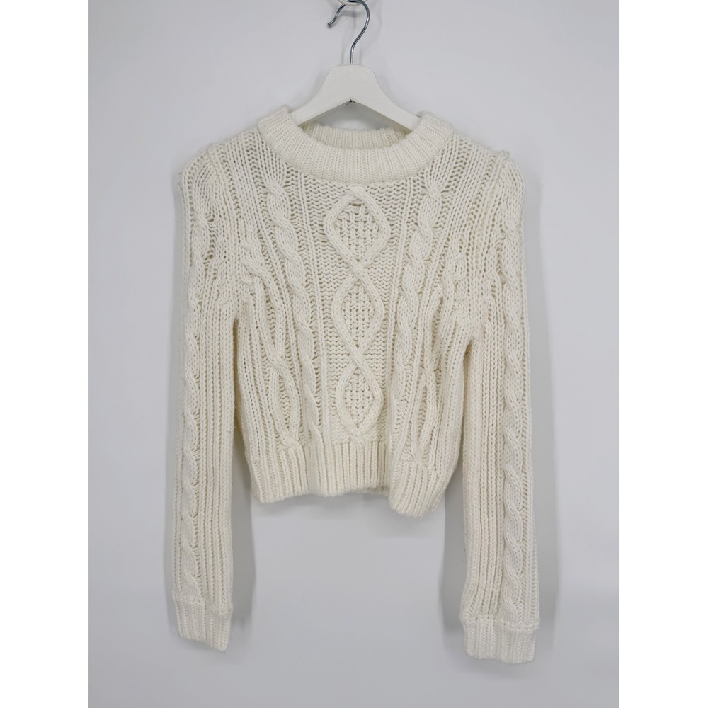 Cream Cable Knit Crew Neck Sweater Small L'ecole des Femmes
